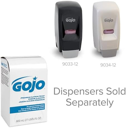 GOJO Premium Lotion Soap, Waterfall Fragrance, 800 mL Lotion Hand Soap Refill 800 Series Bag-in-Box Soap Dispenser (Pack of 12) - 9106-12