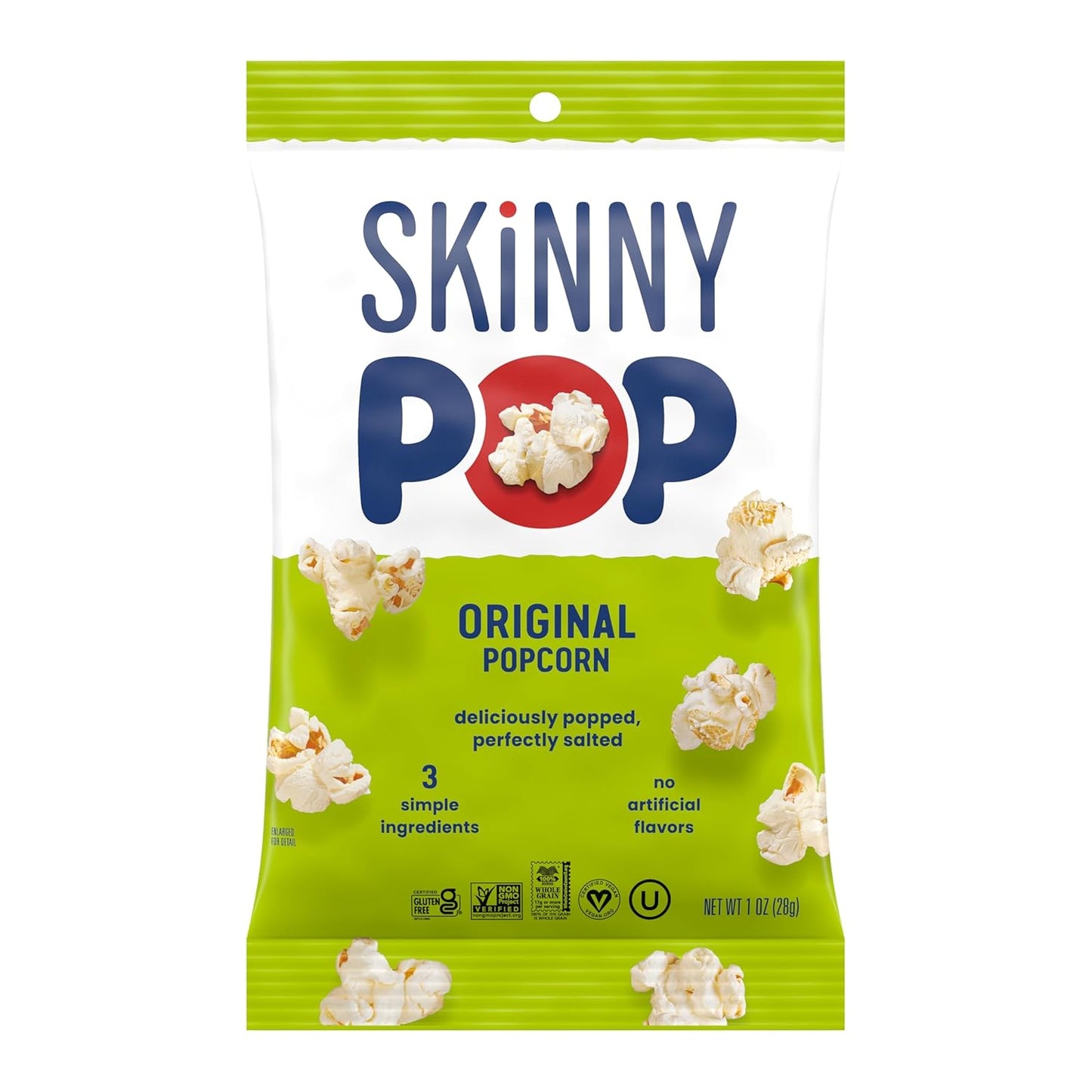 SkinnyPop Popcorn, Original, Whole Grain, Dairy-Free Snack, 1oz Bags (12ct)