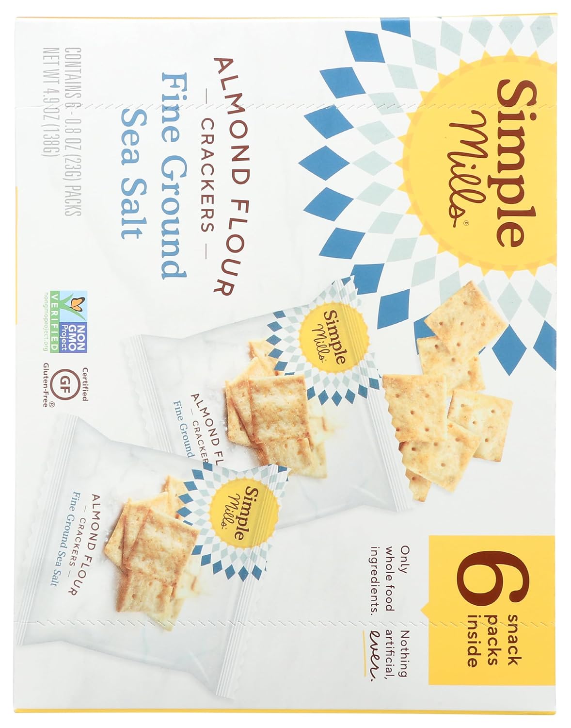 Simple Mills Almond Flour Crackers, Fine Ground Sea Salt Snack Packs - Gluten Free, Vegan, Healthy Snacks, 4.9 Ounce (Pack of 1)